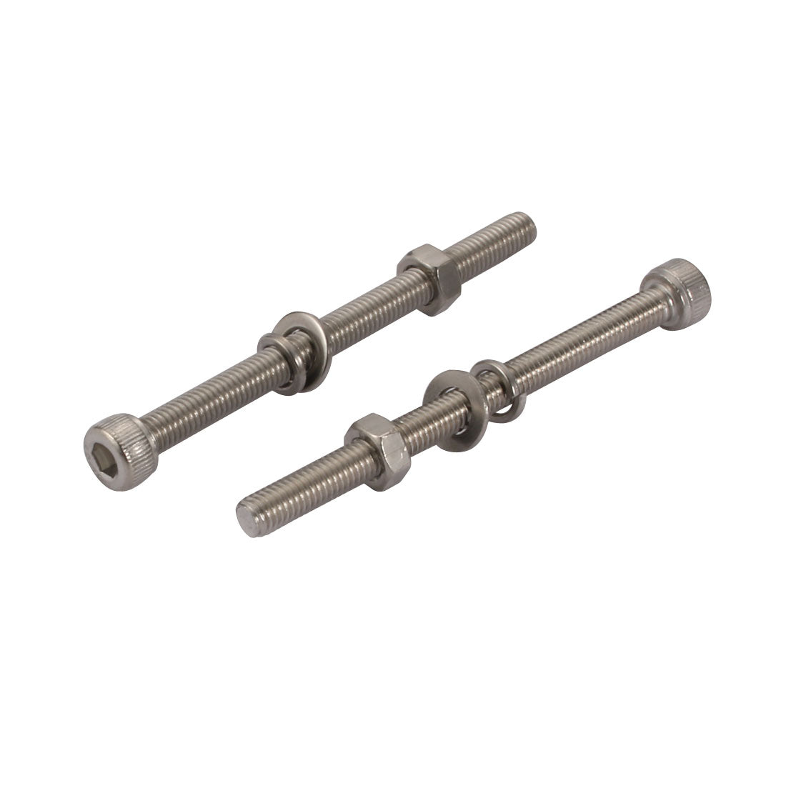 Harfington 10pcs M5x70mm 304 Stainless Steel Knurled Hex Socket Head Bolts Nuts w Washers