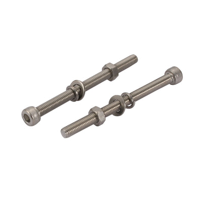 Harfington 10pcs M5x70mm 304 Stainless Steel Knurled Hex Socket Head Bolts Nuts w Washers