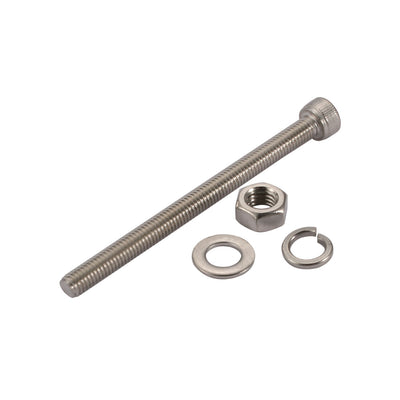 Harfington 10pcs M5x70mm 304 Stainless Steel Knurled Hex Socket Head Bolts Nuts w Washers