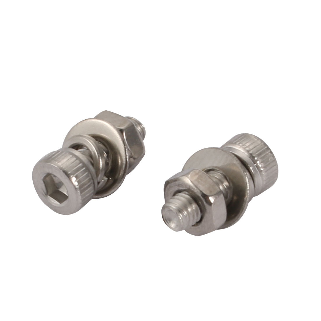 Harfington 20pcs M3x8mm 304 Stainless Steel Knurled Hex Socket Head Bolts Nuts w Washers