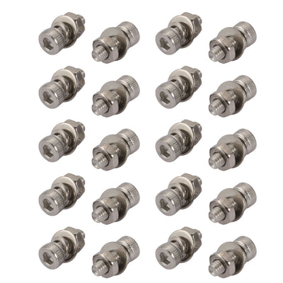 Harfington 20pcs M3x8mm 304 Stainless Steel Knurled Hex Socket Head Bolts Nuts w Washers