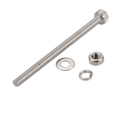 Harfington 10Pcs M3x50mm 304 Stainless Steel Knurled Hex Socket Head Bolt Nut Set w Washer