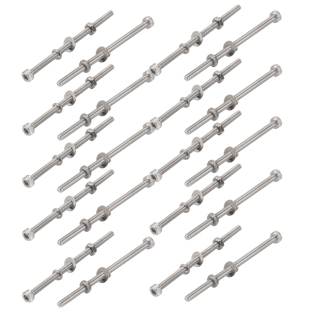 Harfington 20Pcs M3x55mm 304 Stainless Steel Knurled Hex Socket Head Bolt Nut Set w Washer