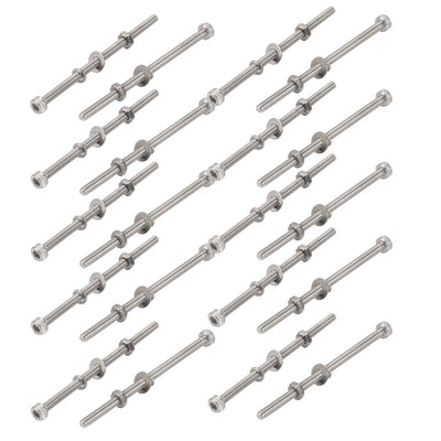 Harfington 20Pcs M3x55mm 304 Stainless Steel Knurled Hex Socket Head Bolt Nut Set w Washer