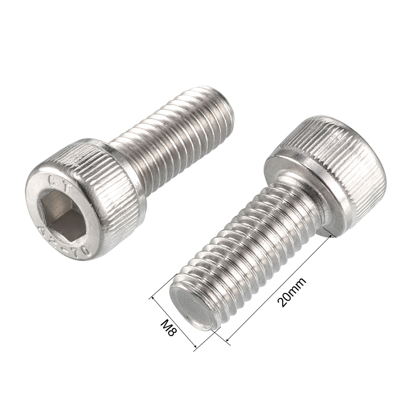 Harfington 20Pcs M8x20mm 304 Stainless Steel Knurled Hex Socket Head Bolt Nut Set W Washer