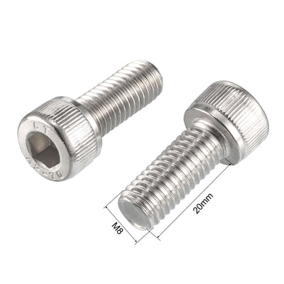 Harfington 20Pcs M8x20mm 304 Stainless Steel Knurled Hex Socket Head Bolt Nut Set W Washer