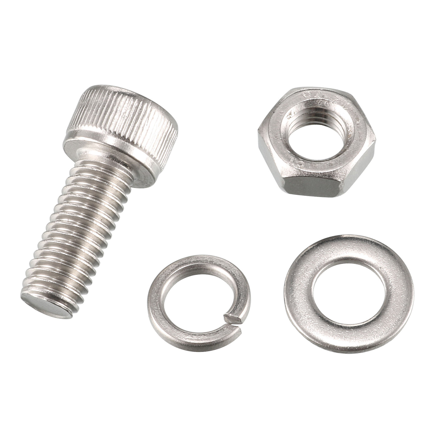 Harfington 20Pcs M8x20mm 304 Stainless Steel Knurled Hex Socket Head Bolt Nut Set W Washer