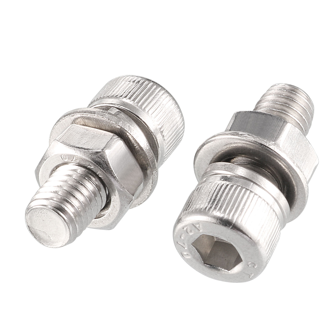 Harfington 20Pcs M8x20mm 304 Stainless Steel Knurled Hex Socket Head Bolt Nut Set W Washer