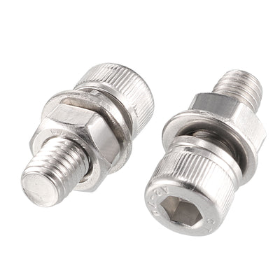 Harfington 20Pcs M8x20mm 304 Stainless Steel Knurled Hex Socket Head Bolt Nut Set W Washer