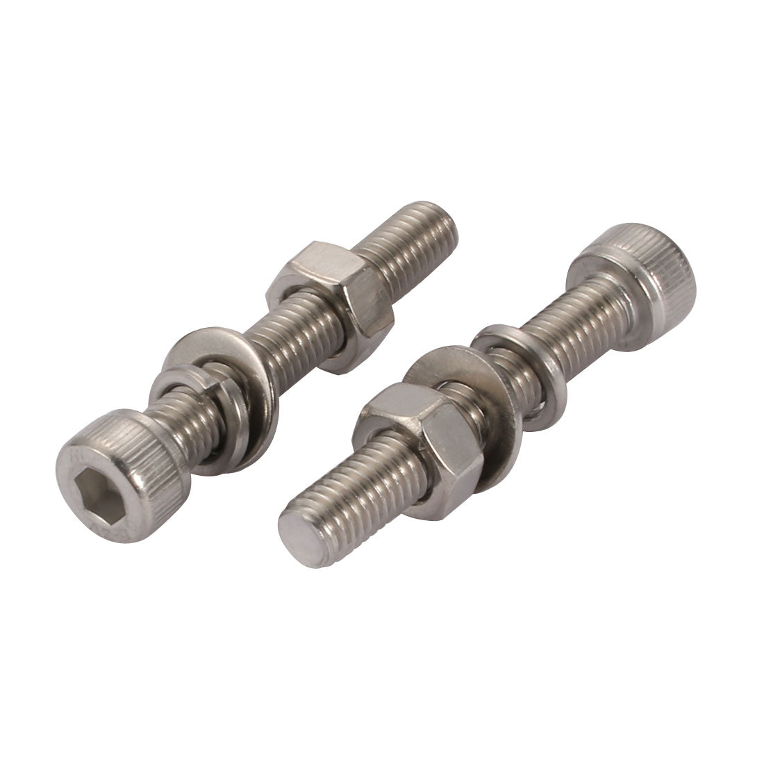 Harfington 10Pcs M8x50mm 304 Stainless Steel Knurled Hex Socket Head Bolt Nut Set w Washer