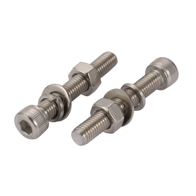 Harfington 10Pcs M8x50mm 304 Stainless Steel Knurled Hex Socket Head Bolt Nut Set w Washer