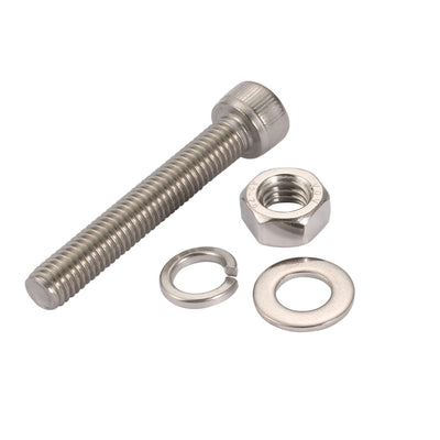 Harfington 10Pcs M8x50mm 304 Stainless Steel Knurled Hex Socket Head Bolt Nut Set w Washer