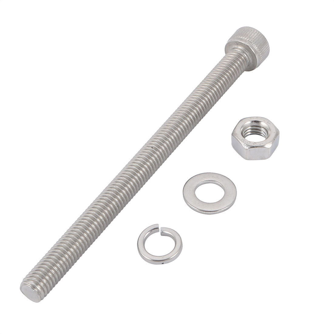 Harfington 10Pcs M8x110mm 304 Stainless Steel Knurled Hex Socket Head Bolt Nut Set w Washer
