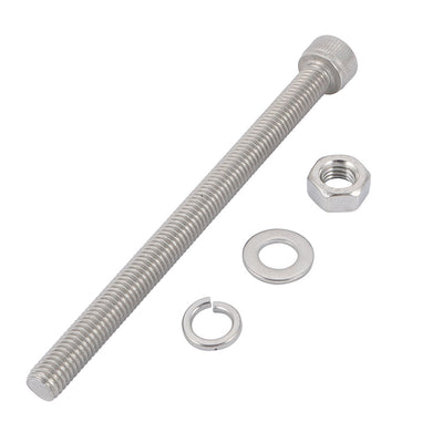 Harfington 10Pcs M8x110mm 304 Stainless Steel Knurled Hex Socket Head Bolt Nut Set w Washer