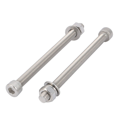 Harfington 10Pcs M8x110mm 304 Stainless Steel Knurled Hex Socket Head Bolt Nut Set w Washer