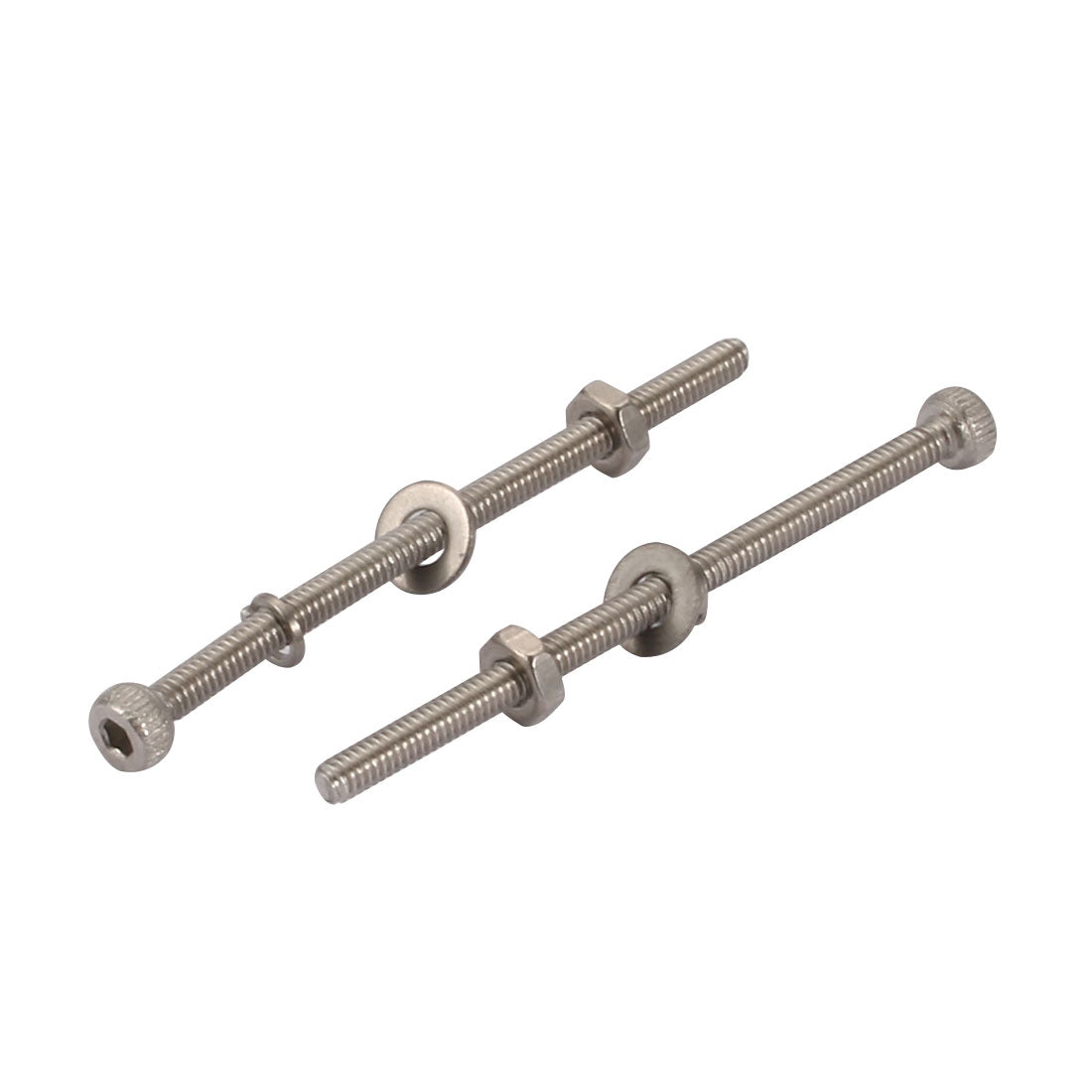 Harfington 20Pcs M2x35mm 304 Stainless Steel Knurled Hex Socket Head Bolts Nuts Set w Washers