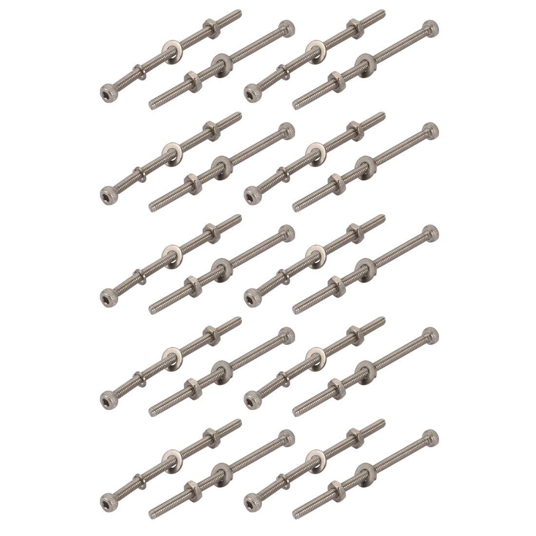 Harfington 20Pcs M2x35mm 304 Stainless Steel Knurled Hex Socket Head Bolts Nuts Set w Washers