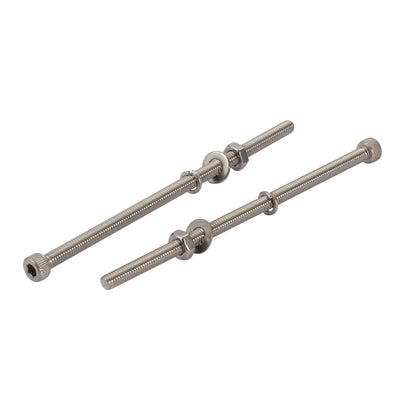 Harfington 10Pcs M4x90mm 304 Stainless Steel Knurled Hex Socket Head Bolts Nuts Set w Washers