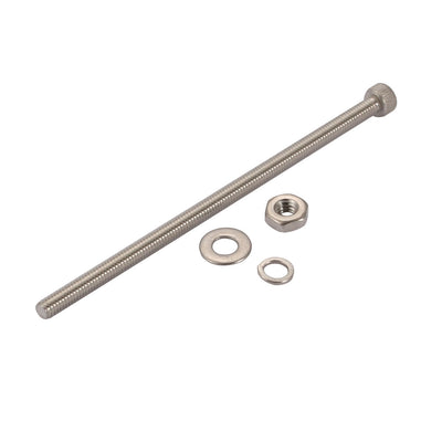 Harfington 10Pcs M4x90mm 304 Stainless Steel Knurled Hex Socket Head Bolts Nuts Set w Washers