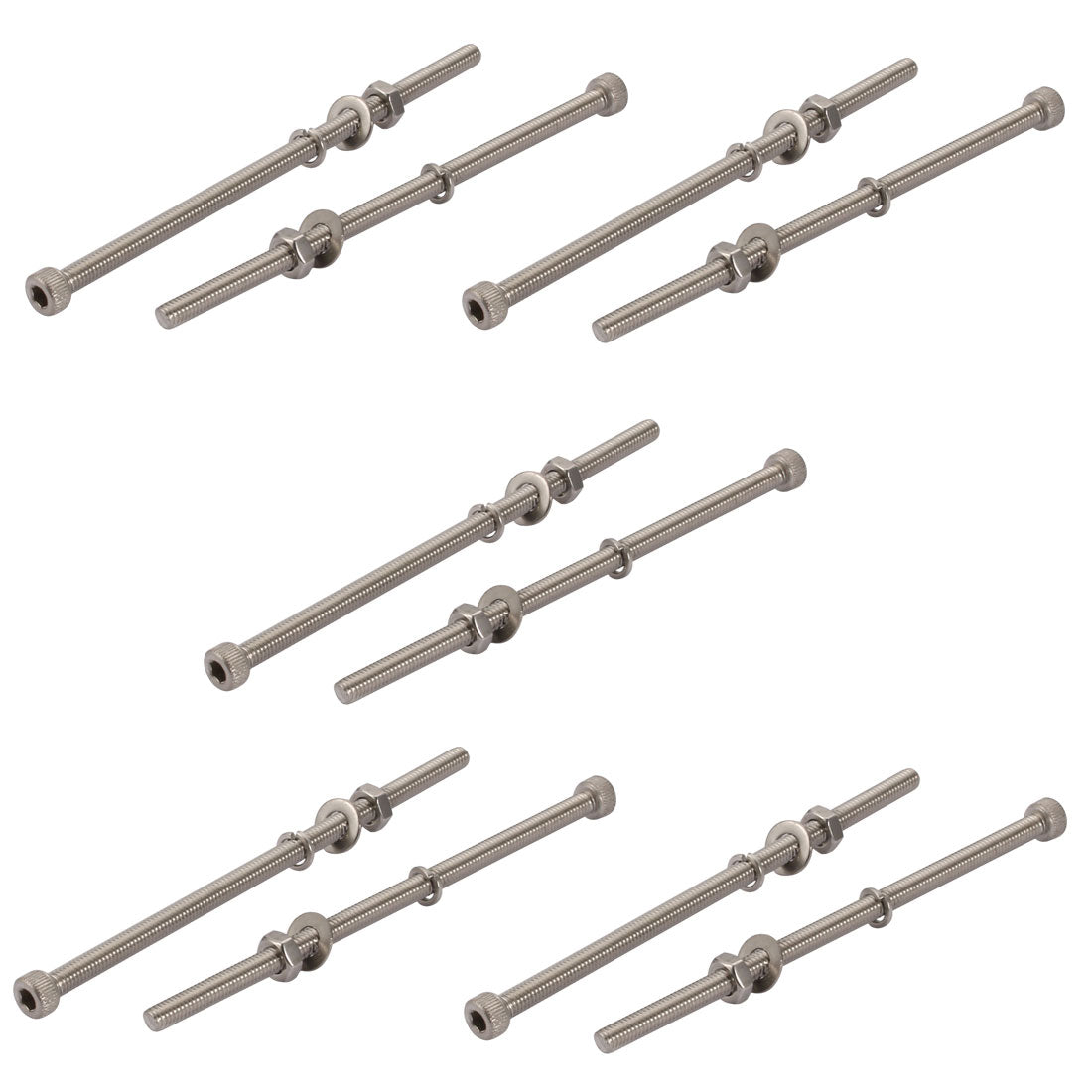 Harfington 10Pcs M4x90mm 304 Stainless Steel Knurled Hex Socket Head Bolts Nuts Set w Washers