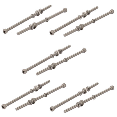 Harfington 10Pcs M4x90mm 304 Stainless Steel Knurled Hex Socket Head Bolts Nuts Set w Washers