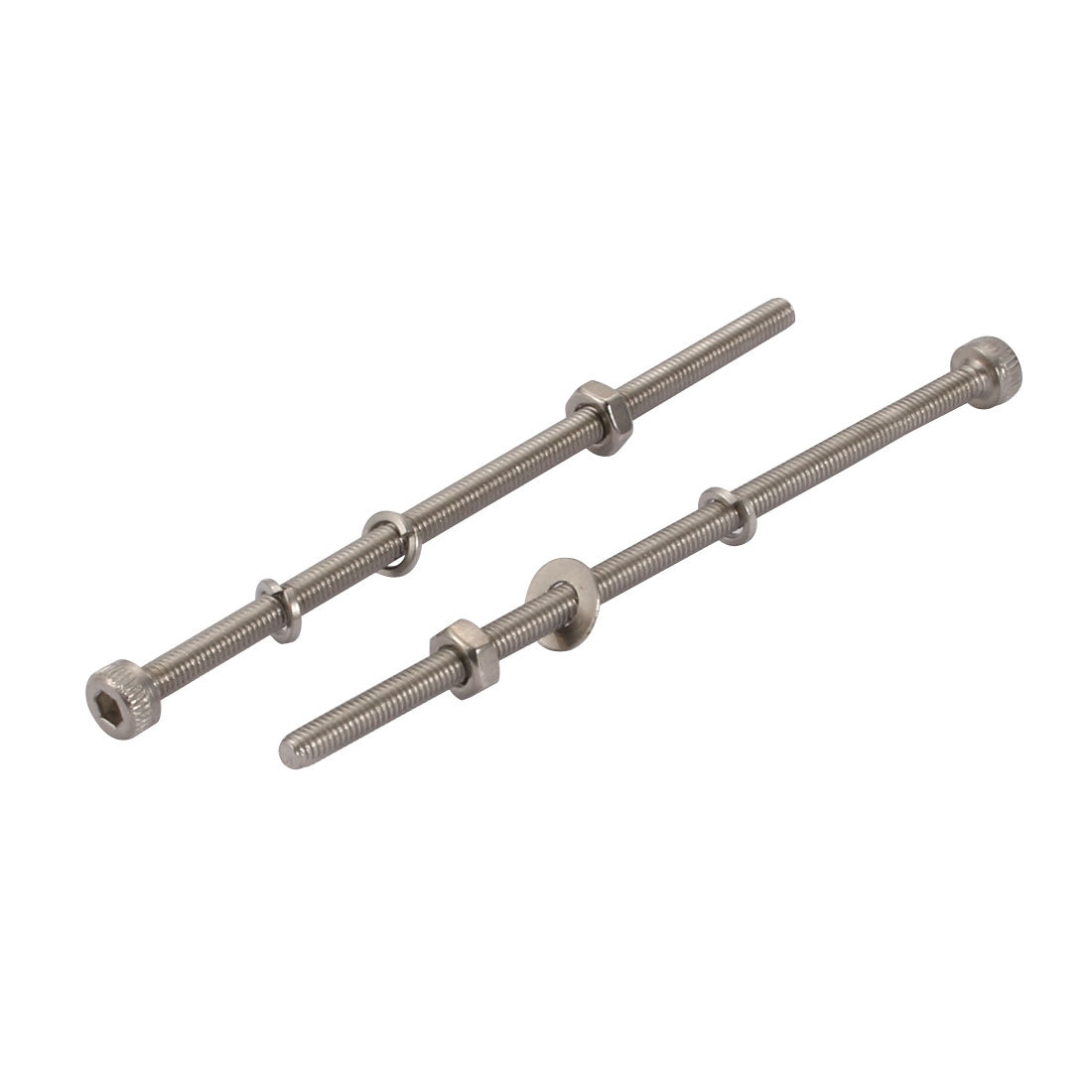 Harfington 10Pcs M3x70mm 304 Stainless Steel Knurled Hex Socket Head Bolts Nuts Set w Washers