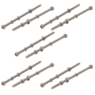 Harfington 10Pcs M3x70mm 304 Stainless Steel Knurled Hex Socket Head Bolts Nuts Set w Washers
