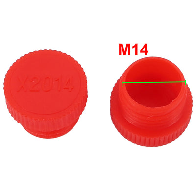 Harfington 12pcs M14 x 1.5mm PE External Threaded Tube Insert Cap Screw-in Cover Red