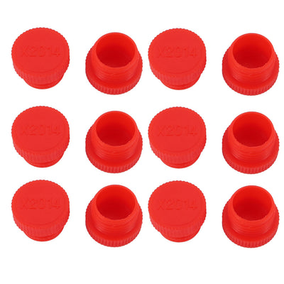 Harfington 12pcs M14 x 1.5mm PE External Threaded Tube Insert Cap Screw-in Cover Red