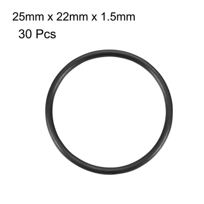 Harfington Nitrile Rubber O-Rings Metric Buna-N Sealing Gasket, Black 30Pcs