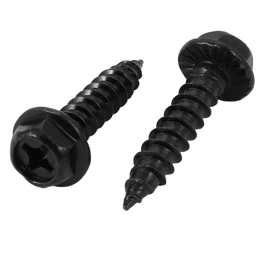 Harfington M6x30mm Iron Zinc Plated Self-Tapping Hex Flange Phillips Drive Blot Screw 4pcs