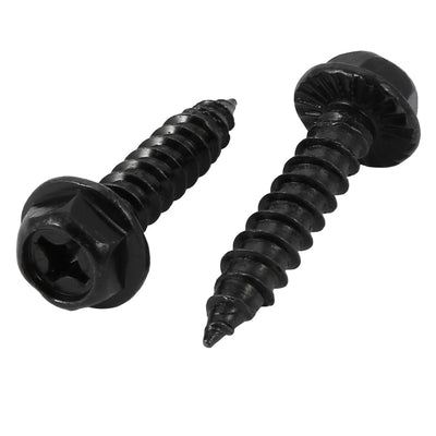 Harfington M6x30mm Iron Zinc Plated Self-Tapping Hex Flange Phillips Drive Blot Screw 4pcs