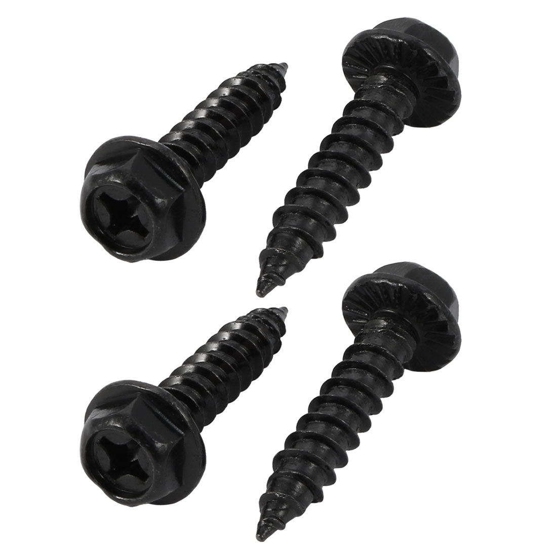 Harfington M6x30mm Iron Zinc Plated Self-Tapping Hex Flange Phillips Drive Blot Screw 4pcs