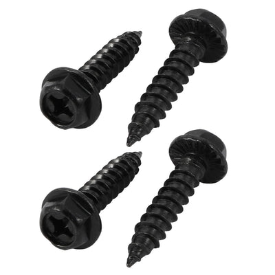 Harfington M6x30mm Iron Zinc Plated Self-Tapping Hex Flange Phillips Drive Blot Screw 4pcs