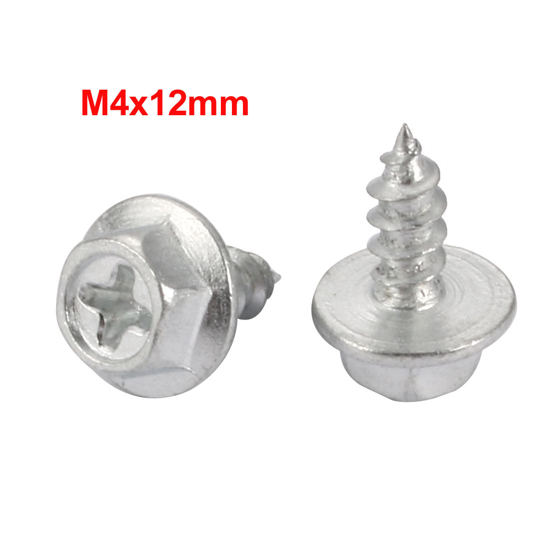 Harfington 16Pcs M4x12mm Zinc Plated phillips Drive Flange Hex Head Self-Tapping Screw