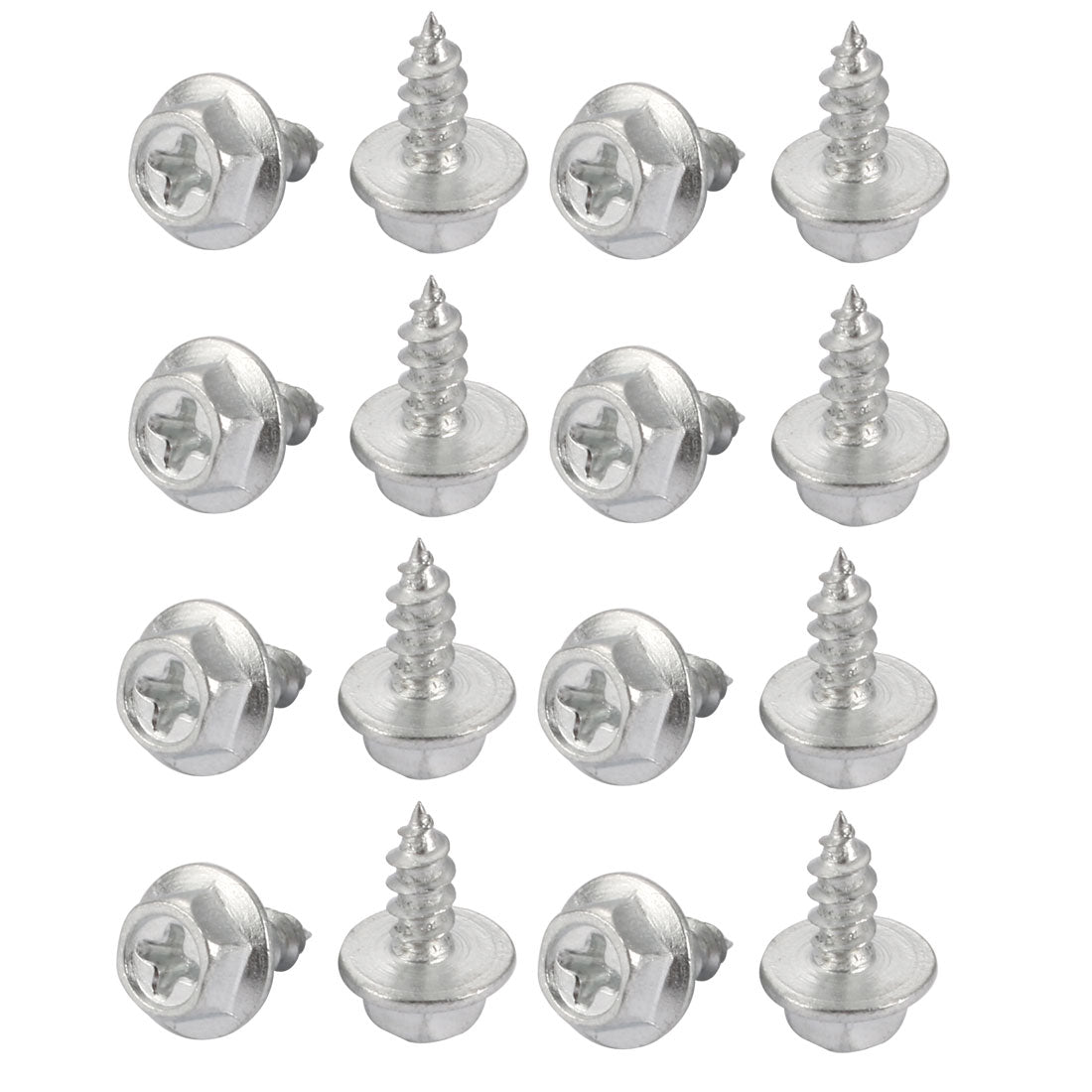 Harfington 16Pcs M4x12mm Zinc Plated phillips Drive Flange Hex Head Self-Tapping Screw