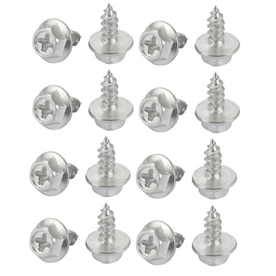 Harfington 16Pcs M4x12mm Zinc Plated phillips Drive Flange Hex Head Self-Tapping Screw