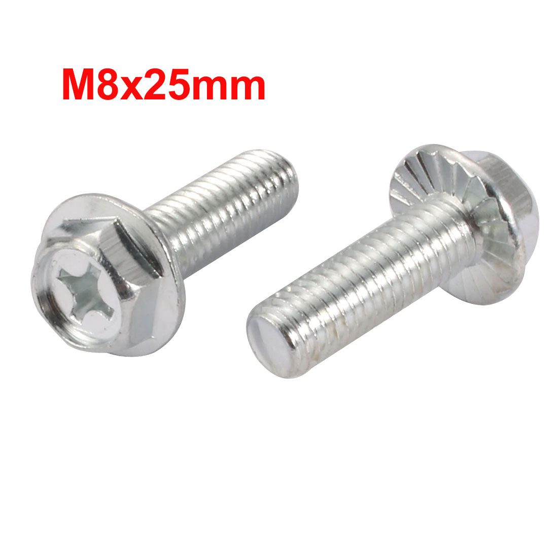 Harfington 16Pcs M8x25mm Zinc Plated 4.8 Grade phillips Drive Serrated Flange Hex Head Bolt