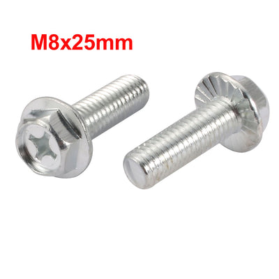 Harfington 16Pcs M8x25mm Zinc Plated 4.8 Grade phillips Drive Serrated Flange Hex Head Bolt