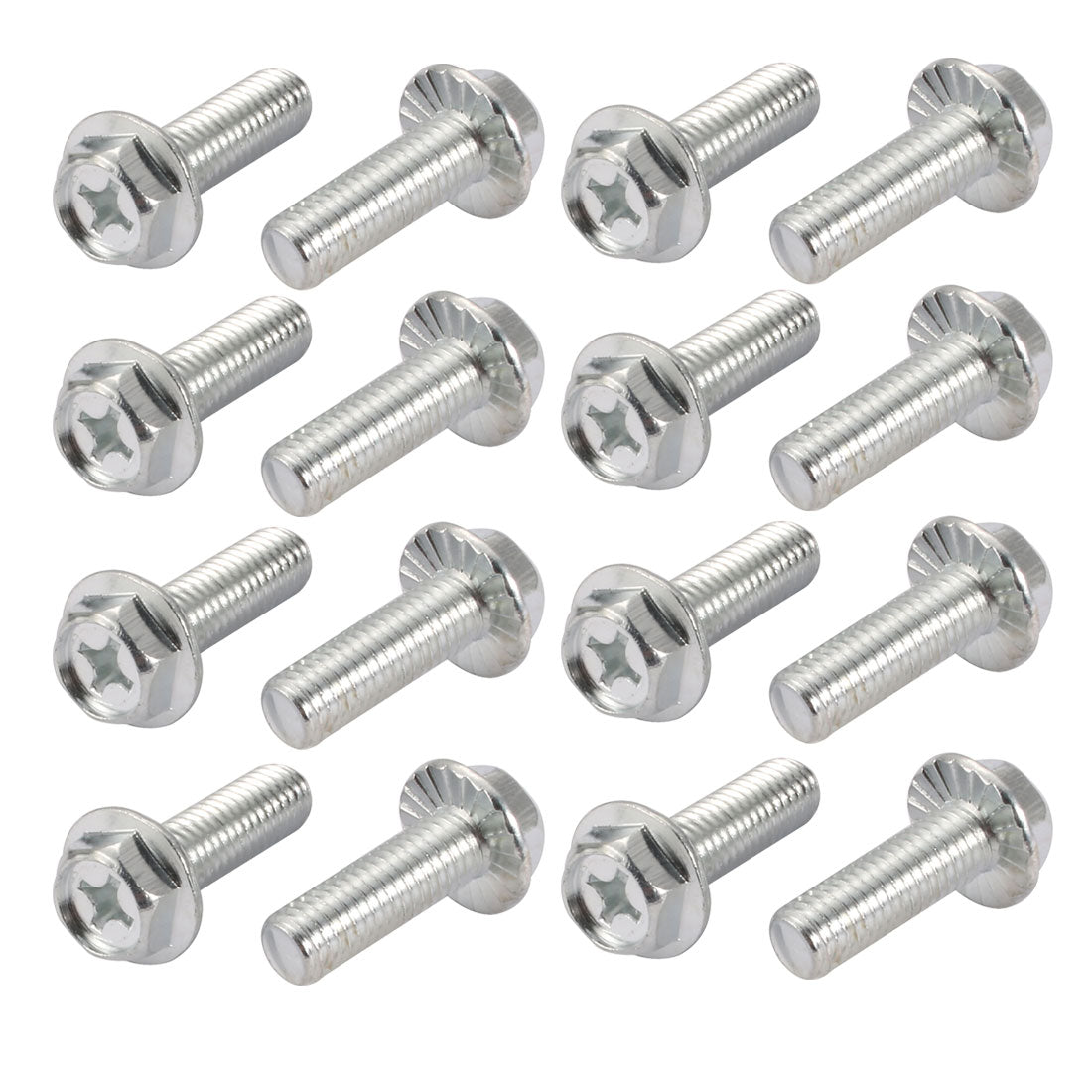 Harfington 16Pcs M8x25mm Zinc Plated 4.8 Grade phillips Drive Serrated Flange Hex Head Bolt
