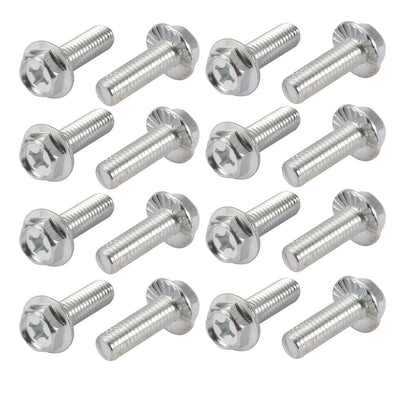Harfington 16Pcs M8x25mm Zinc Plated 4.8 Grade phillips Drive Serrated Flange Hex Head Bolt