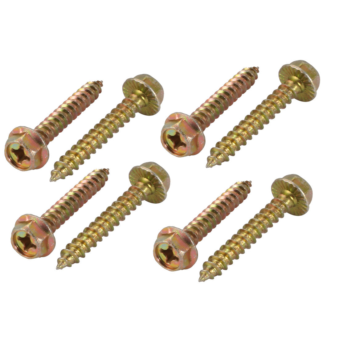 Harfington 8Pcs M6x40mm Yellow Zinc Plated phillips Drive Serrated Flange Hex Head Self-Tapping Screws