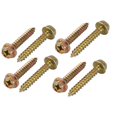 Harfington 8Pcs M6x40mm Yellow Zinc Plated phillips Drive Serrated Flange Hex Head Self-Tapping Screws
