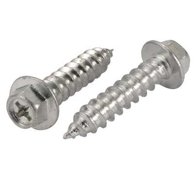 Harfington 2Pcs M8x35mm Zinc Plated phillips Drive Flange Hex Head Self-Tapping Screw