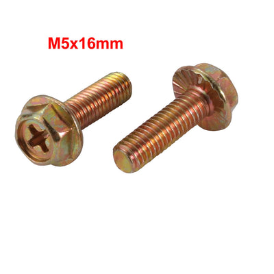 Harfington 40Pcs M5x16mm Yellow Zinc Plated 4.8 Grade phillips Drive Serrated Flange Hex Head Bolt