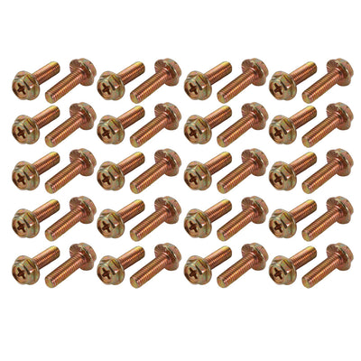 Harfington 40Pcs M5x16mm Yellow Zinc Plated 4.8 Grade phillips Drive Serrated Flange Hex Head Bolt