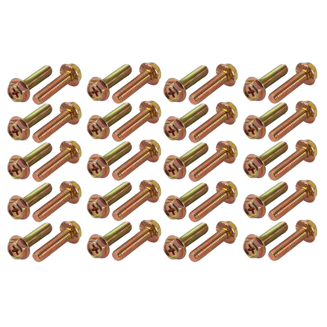 Harfington 40Pcs M5x20mm Yellow Zinc Plated 4.8 Grade phillips Drive Serrated Flange Hex Head Bolt