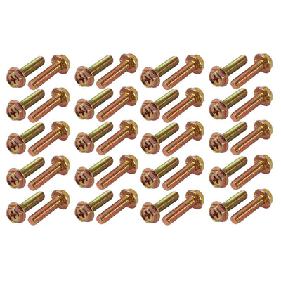 Harfington 40Pcs M5x20mm Yellow Zinc Plated 4.8 Grade phillips Drive Serrated Flange Hex Head Bolt