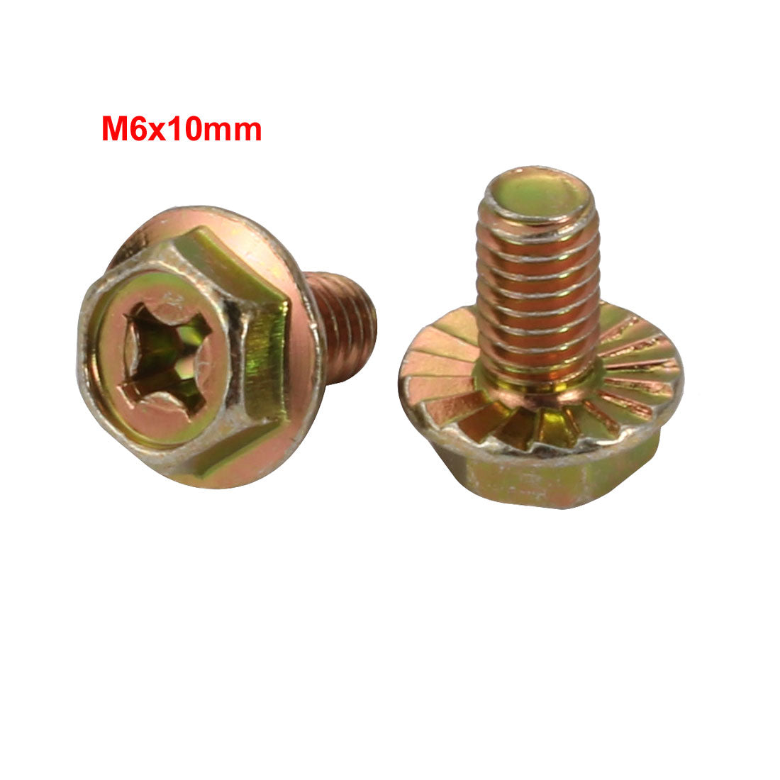 Harfington 40Pcs M6x10mm Yellow Zinc Plated 4.8 Grade phillips Drive Serrated Flange Hex Head Bolt