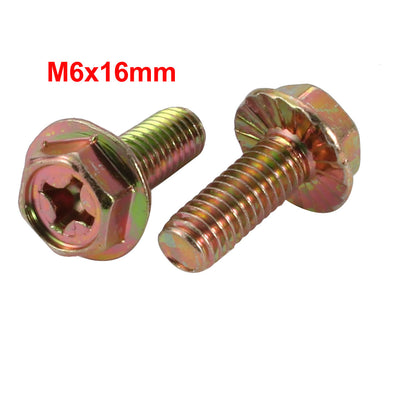 Harfington 20Pcs M6x16mm Yellow Zinc Plated 4.8 Grade phillips Drive Serrated Flange Hex Head Bolt